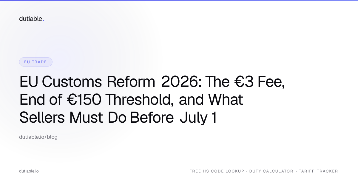 EU Customs Reform 2026: The €3 Fee, End of €150 Threshold, and What ...