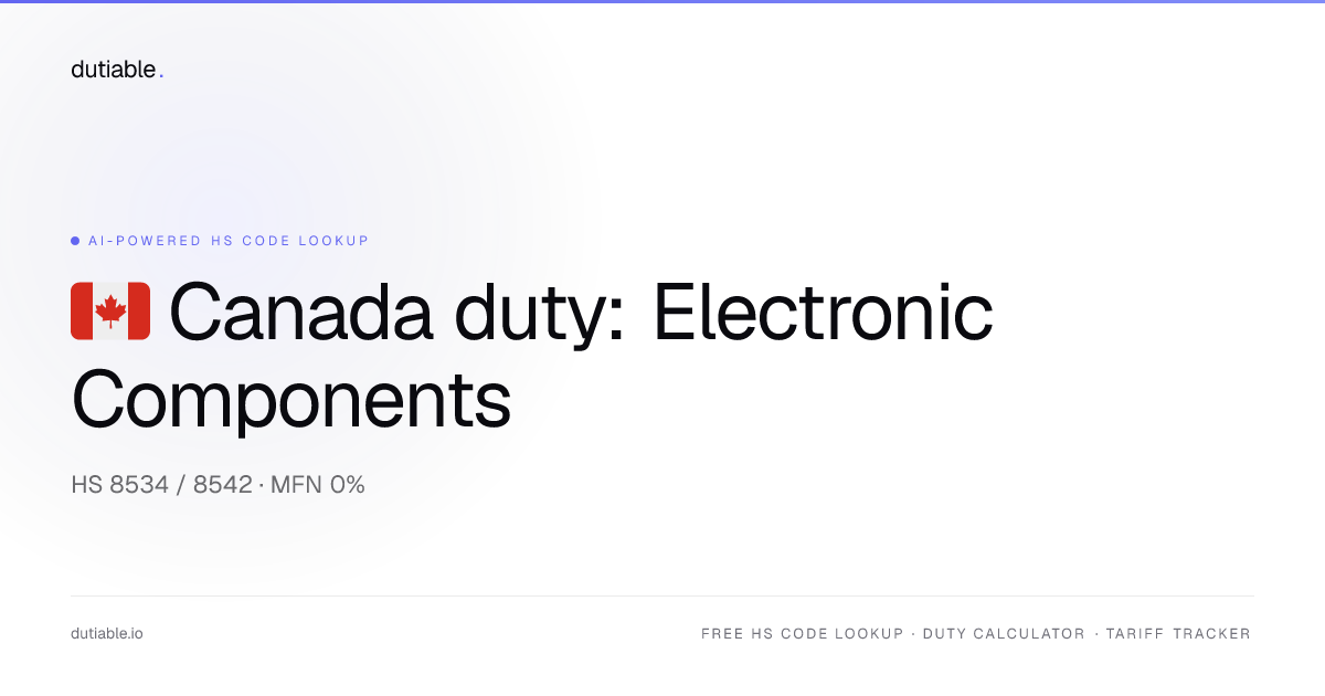 Canada Electronic Components Import Duty Rate 2026 — 0% on HS 8534 / ...