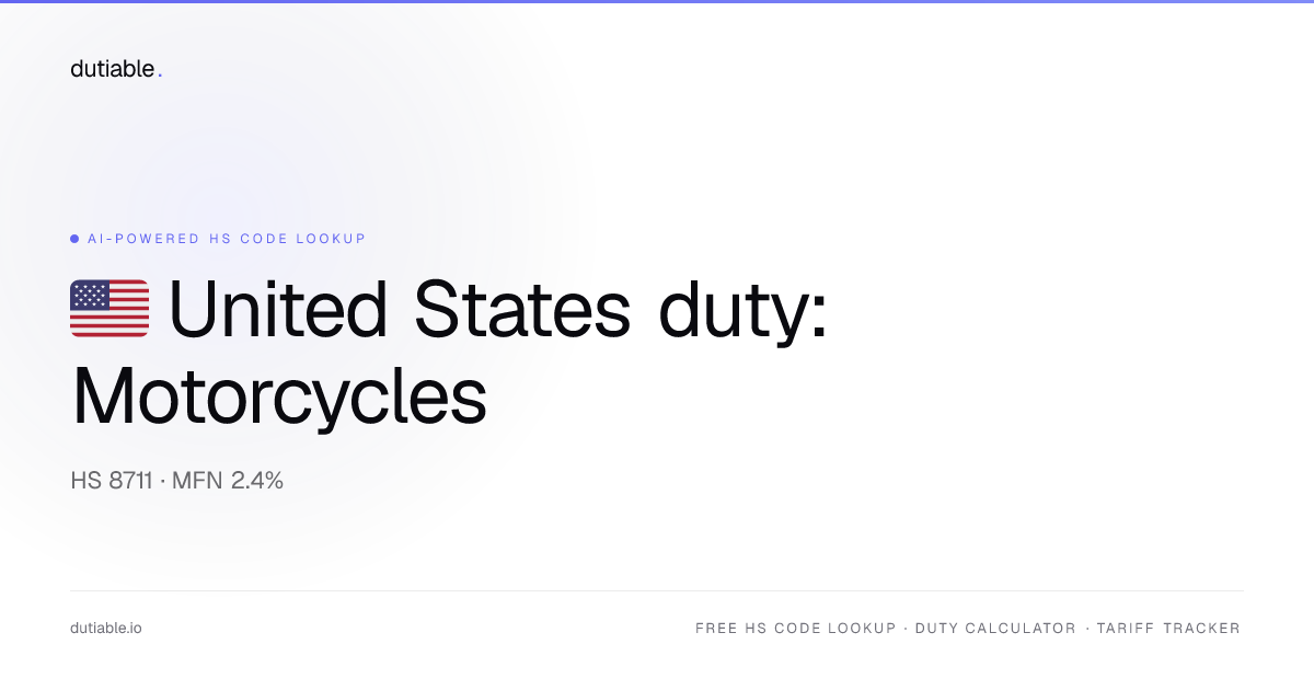 United States Motorcycles & Scooters Import Duty Rate 2026 — 2.4% on HS ...